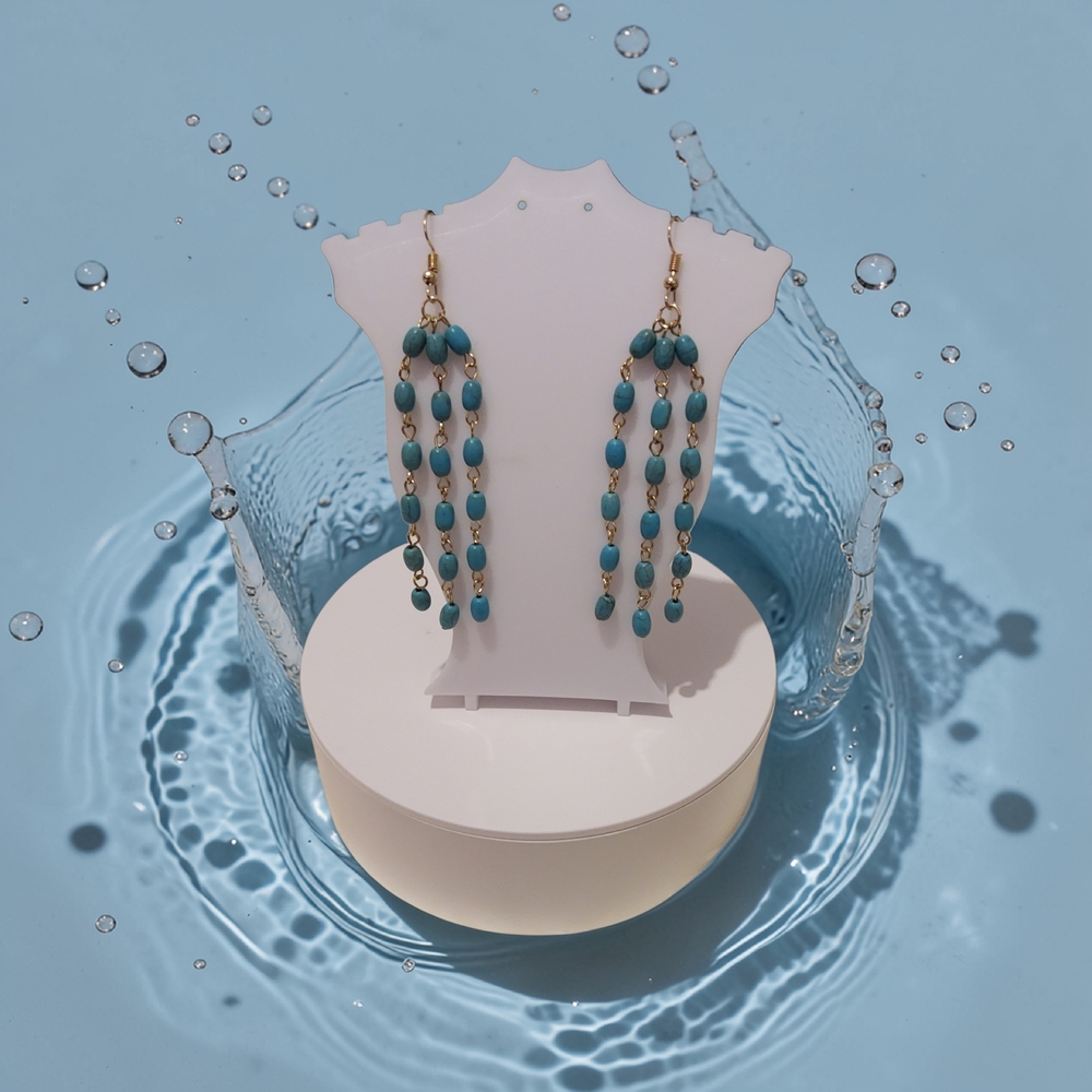 New Turquoise Beaded Dangle Earrings - Women Jewelry